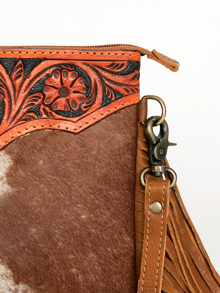 American Darling Small Crossbody Hand Tooled Hair-On Genuine Leather
