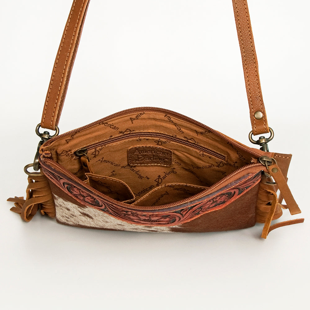 American Darling Small Crossbody Hand Tooled Hair-On Genuine Leather