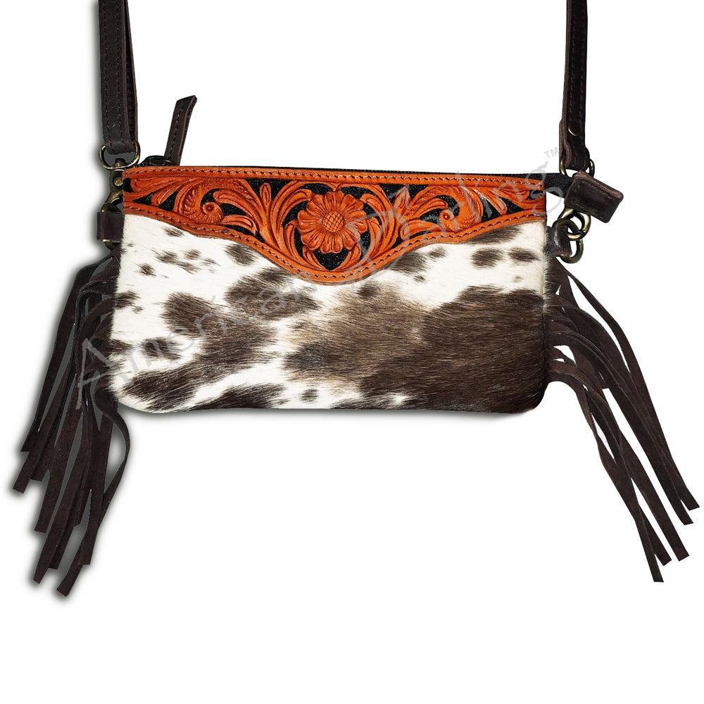 American Darling Small Crossbody Hand Tooled Hair-On Genuine Leather