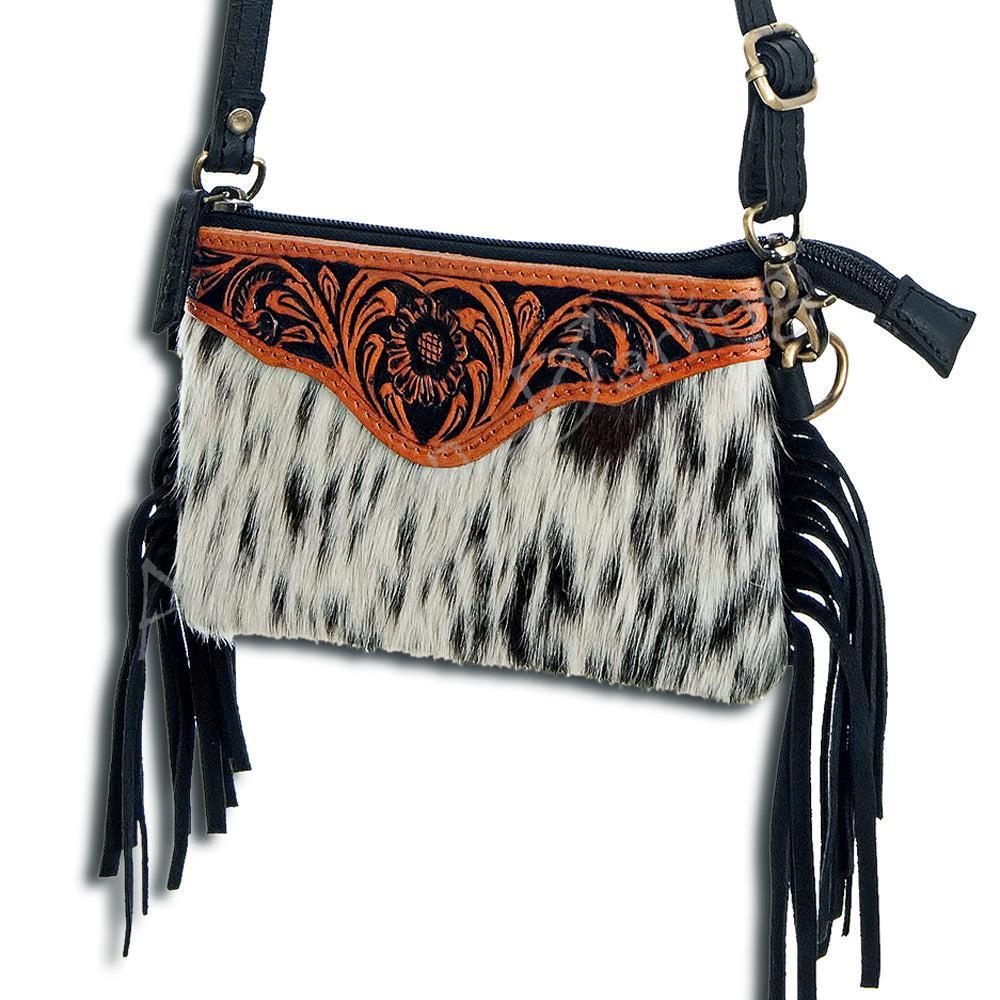 American Darling Small Crossbody Hand Tooled Hair-On Genuine Leather