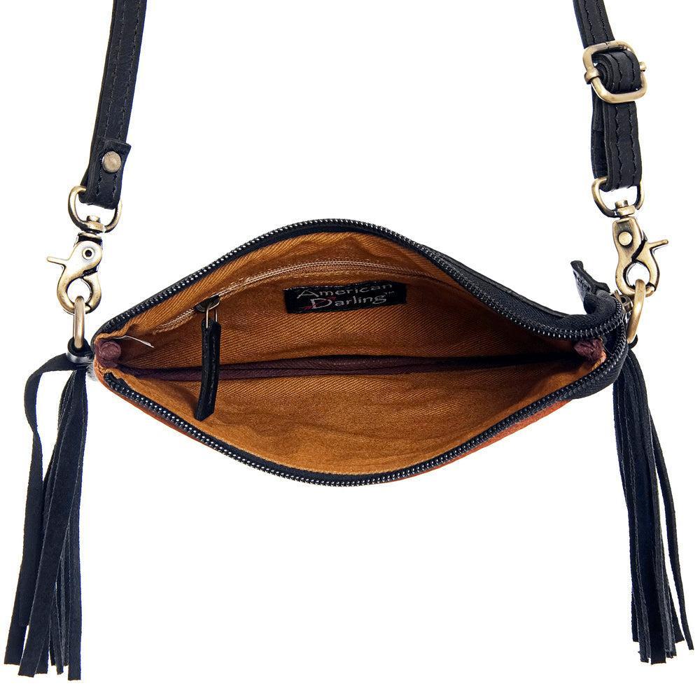 American Darling Small Crossbody Hand Tooled Hair-On Genuine Leather
