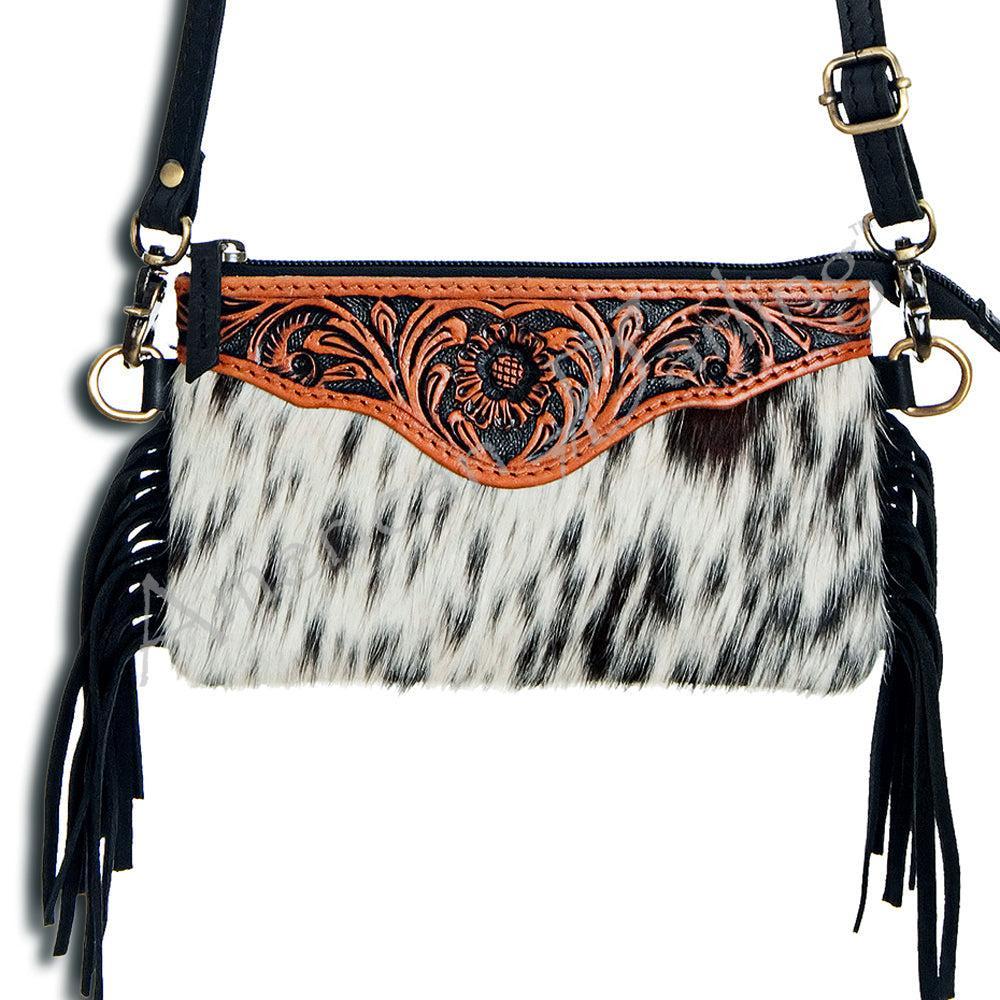 American Darling Small Crossbody Hand Tooled Hair-On Genuine Leather