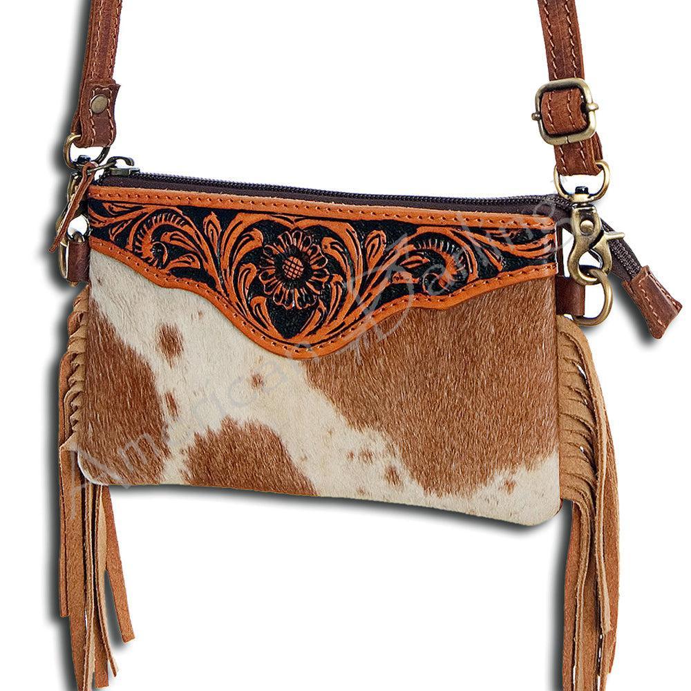 American Darling Small Crossbody Hand Tooled Hair-On Genuine Leather