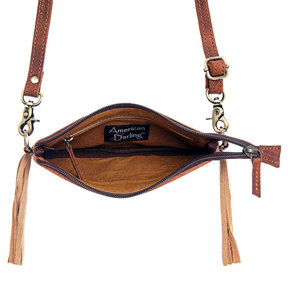 American Darling Small Crossbody Hand Tooled Hair-On Genuine Leather