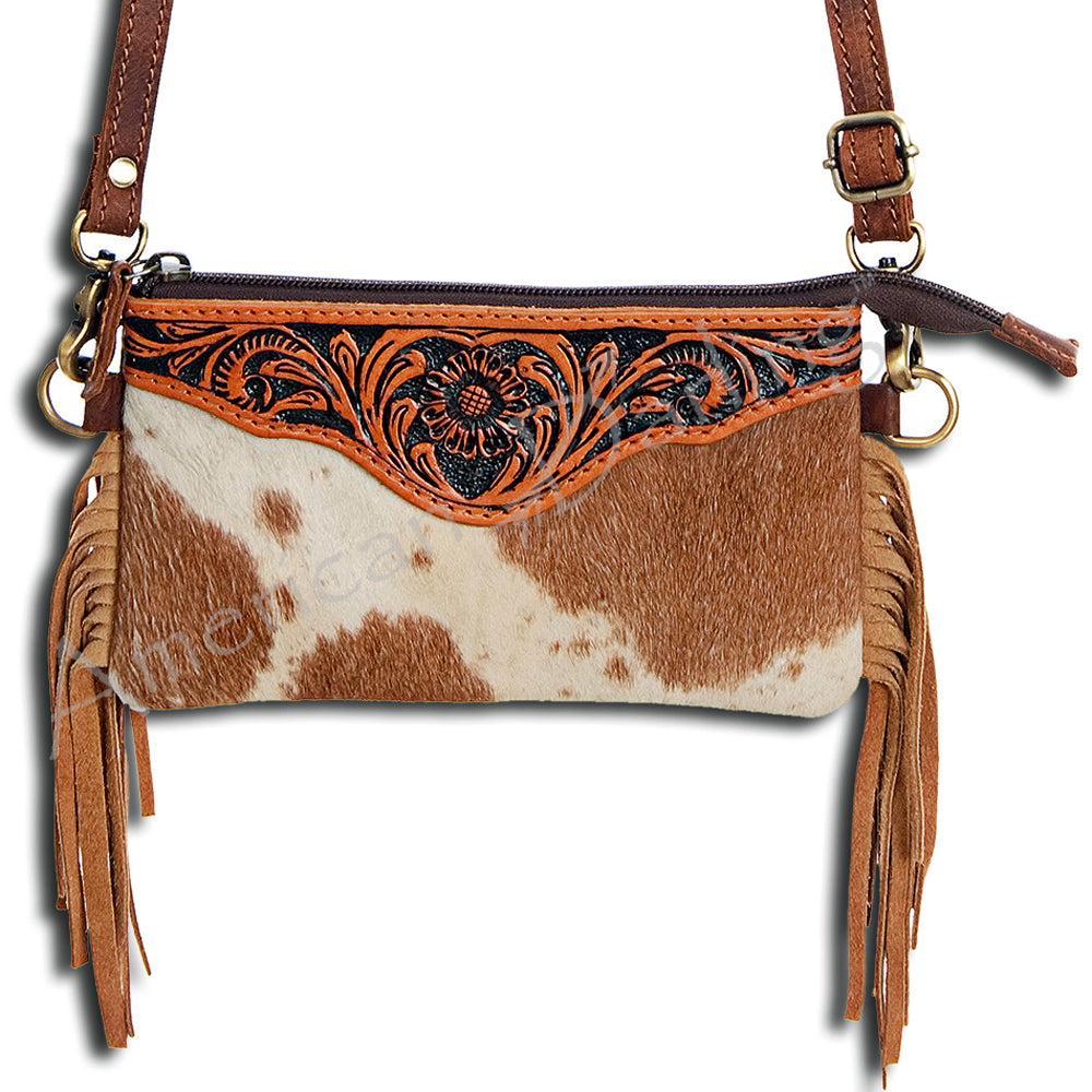 American Darling Small Crossbody Hand Tooled Hair-On Genuine Leather