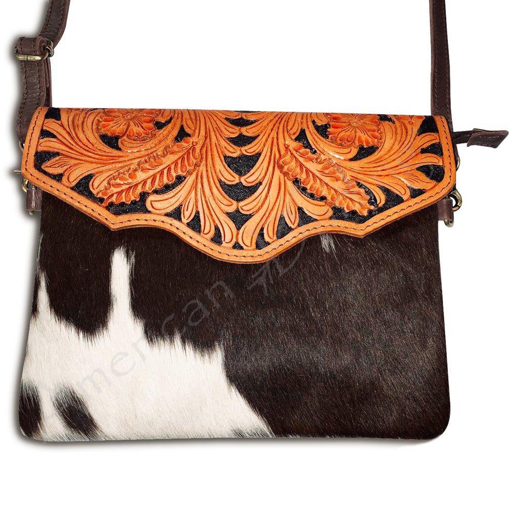 American Darling Envelope Hand Tooled Hair-On Genuine Leather