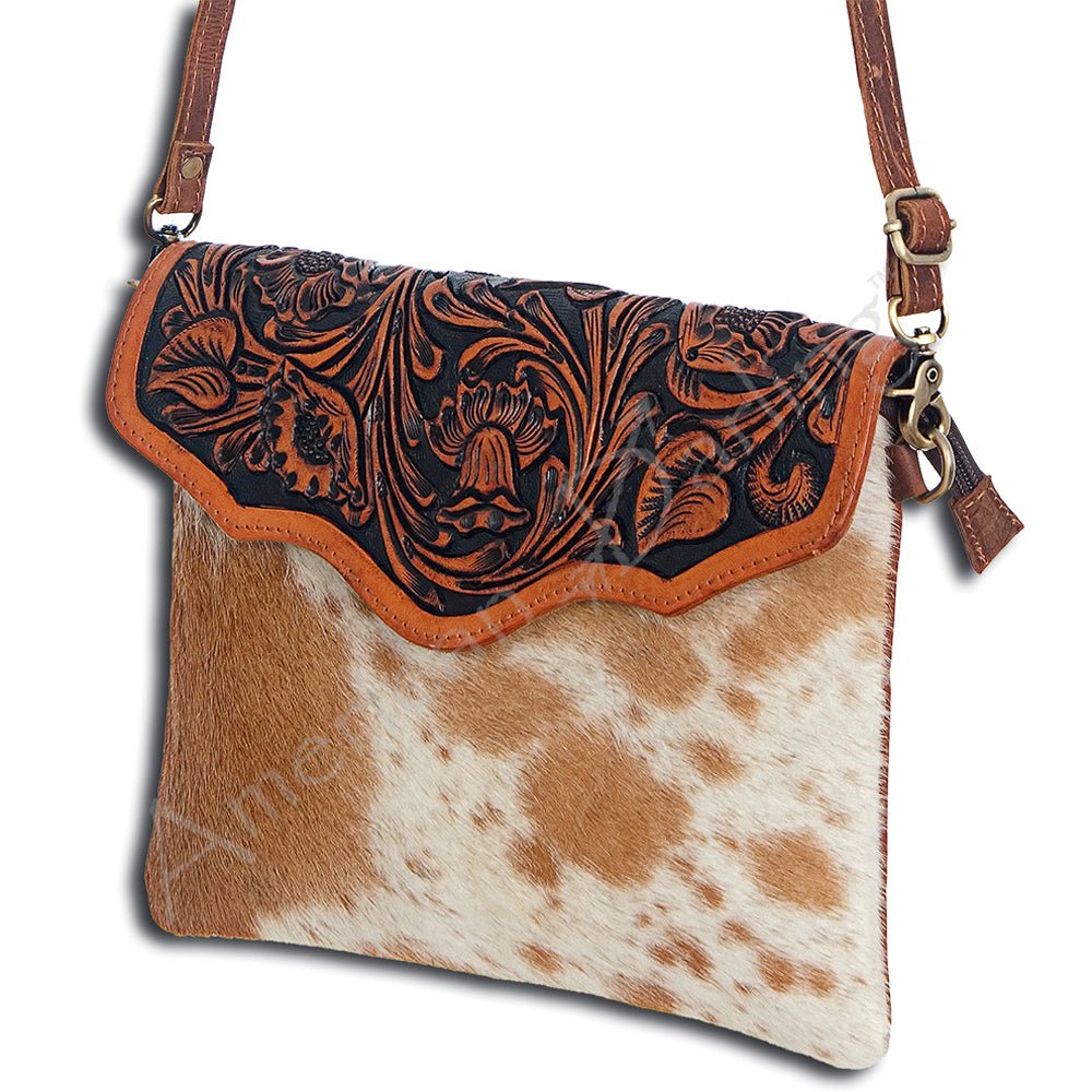 American Darling Envelope Hand Tooled Hair-On Genuine Leather