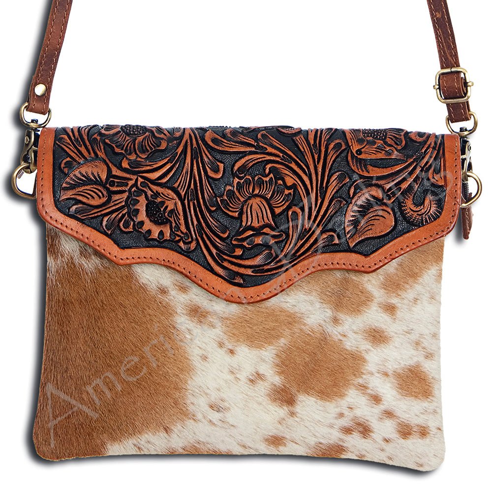 American Darling Envelope Hand Tooled Hair-On Genuine Leather