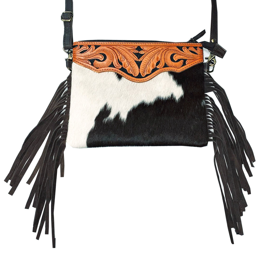 American Darling Small Crossbody Hand Tooled Hair-On Genuine Leather
