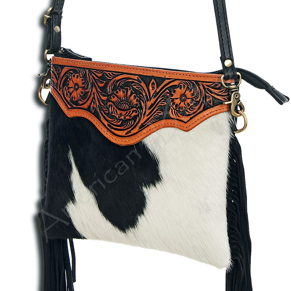 American Darling Small Crossbody Hand Tooled Hair-On Genuine Leather