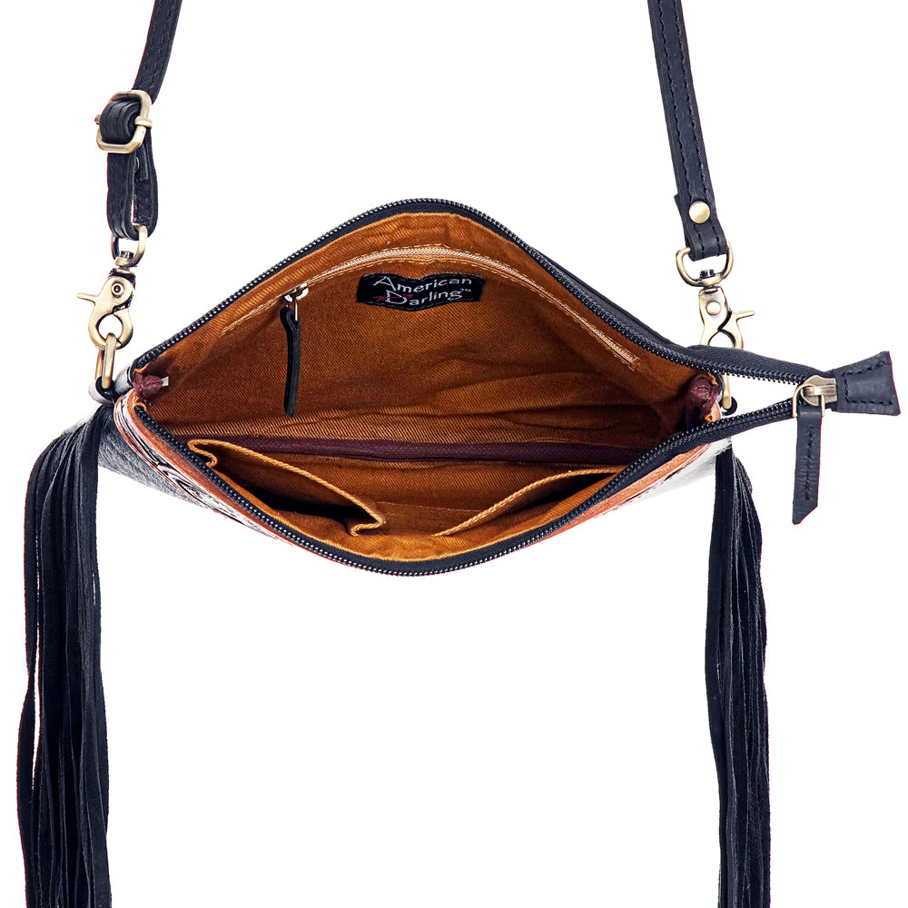 American Darling Small Crossbody Hand Tooled Hair-On Genuine Leather