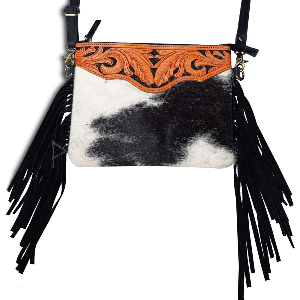 American Darling Small Crossbody Hand Tooled Hair-On Genuine Leather