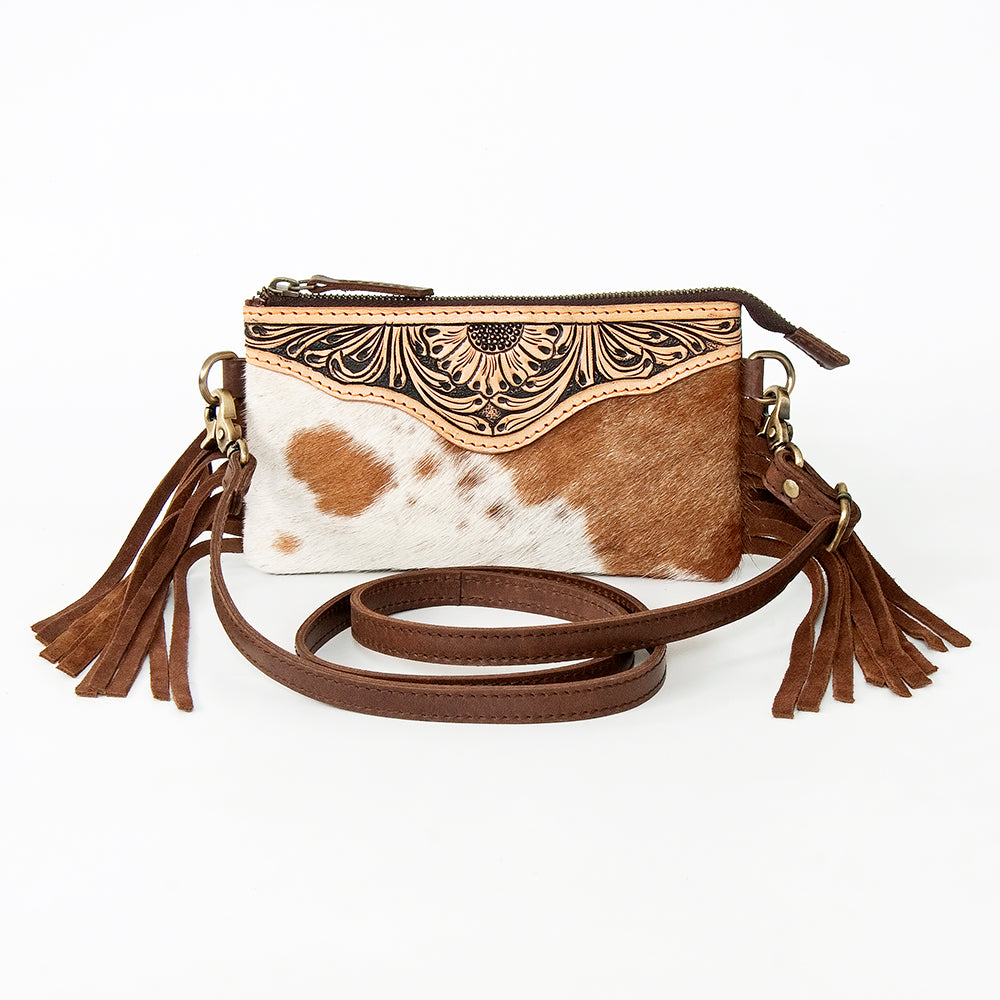 American Darling Small Crossbody Hand Tooled Hair-On Genuine Leather