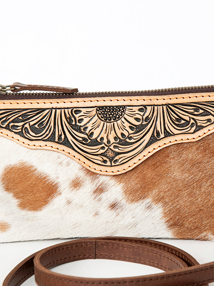 American Darling Small Crossbody Hand Tooled Hair-On Genuine Leather