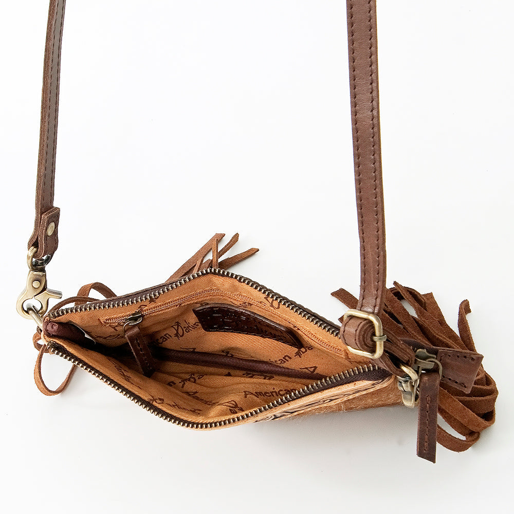 American Darling Small Crossbody Hand Tooled Hair-On Genuine Leather