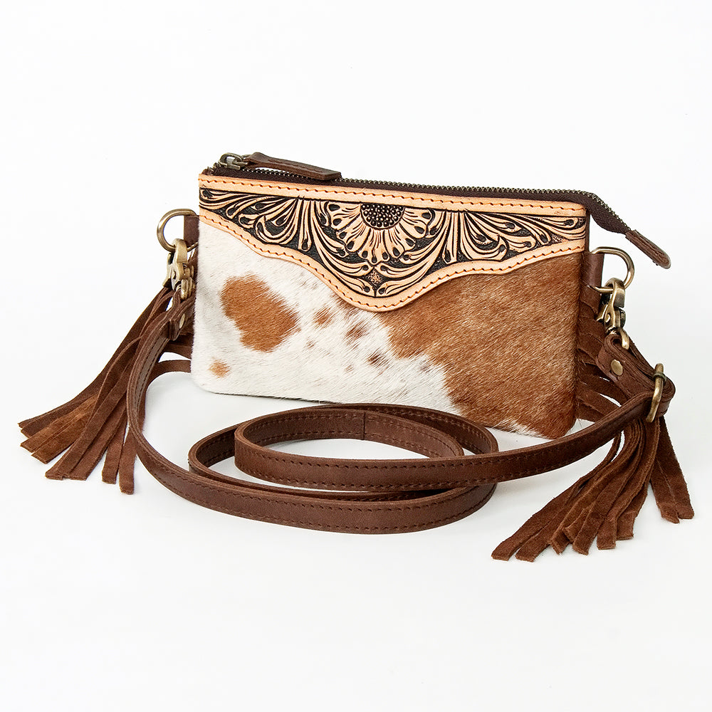 American Darling Small Crossbody Hand Tooled Hair-On Genuine Leather