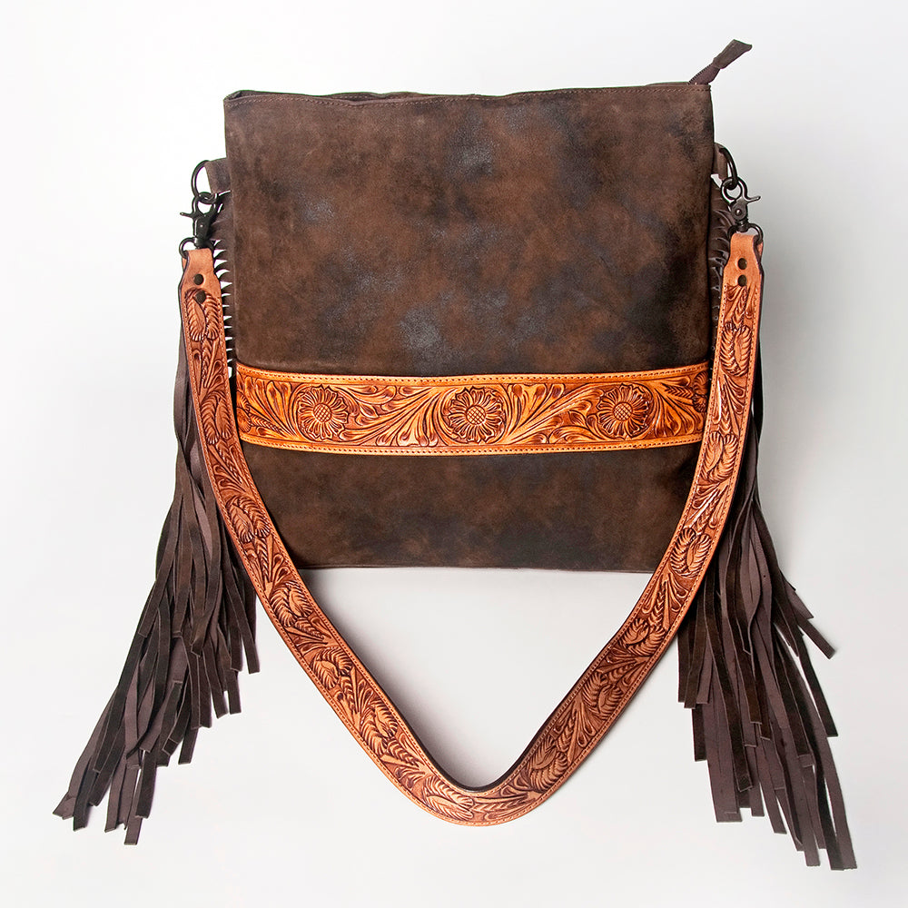 American Darling Crossbody Hand Tooled Hair-On Genuine Leather