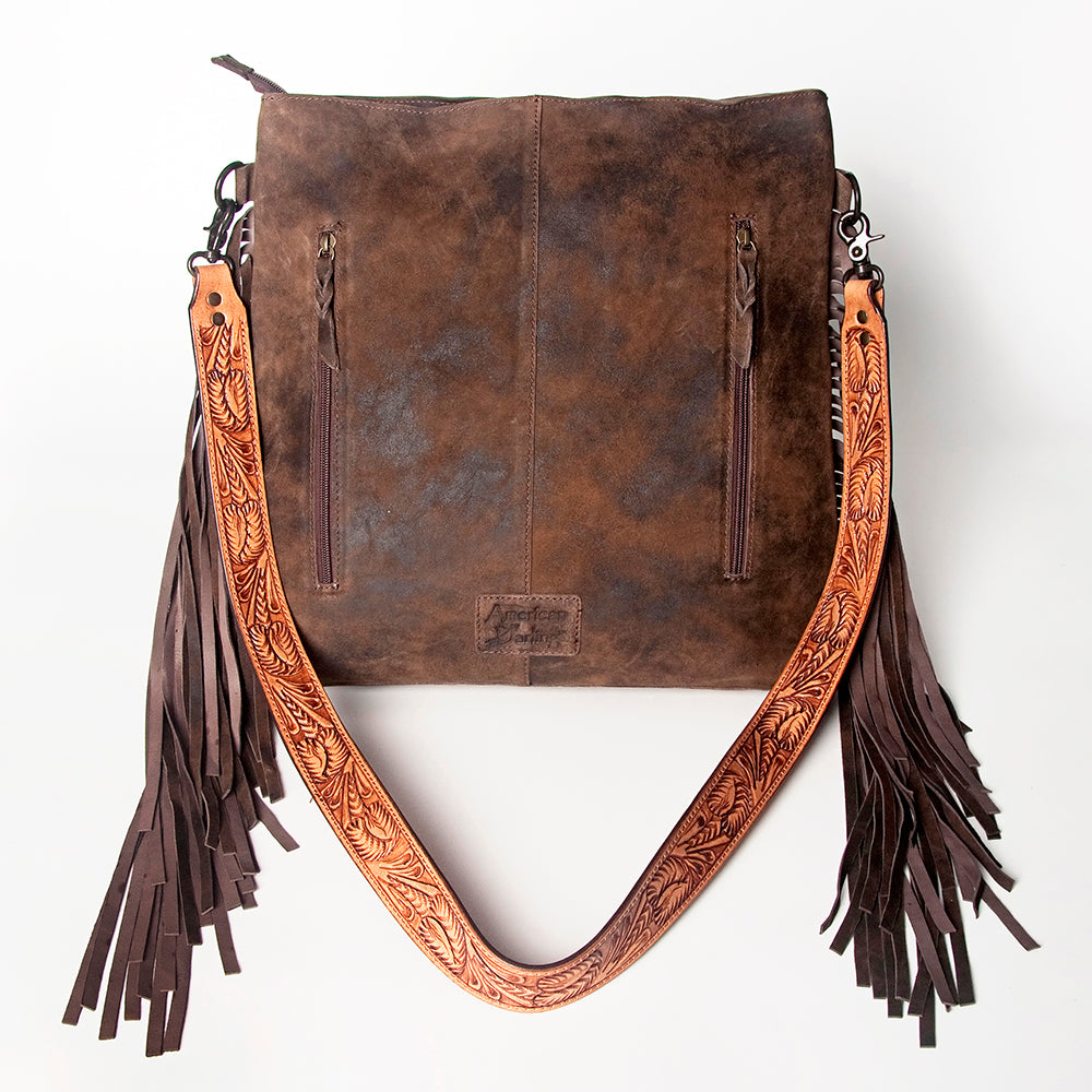 American Darling Crossbody Hand Tooled Hair-On Genuine Leather