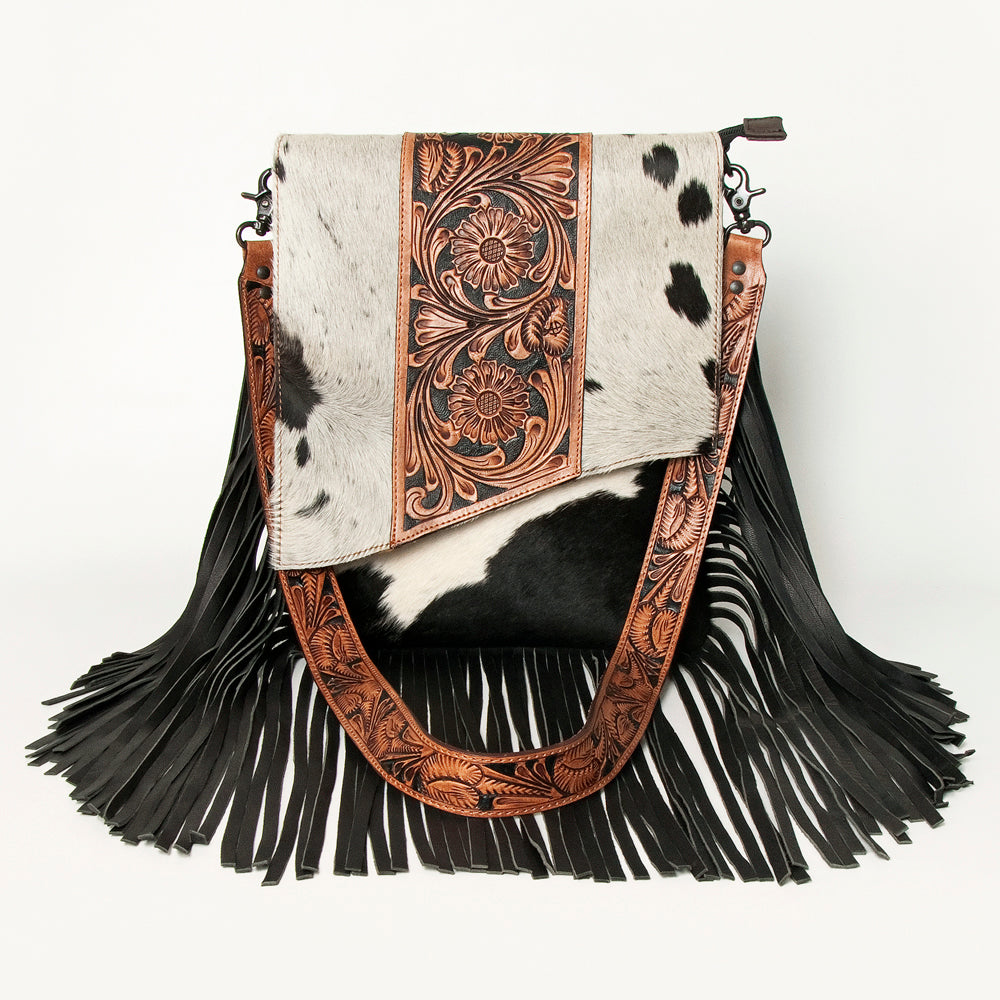 American Darling Crossbody Hand Tooled Hair-On Genuine Leather