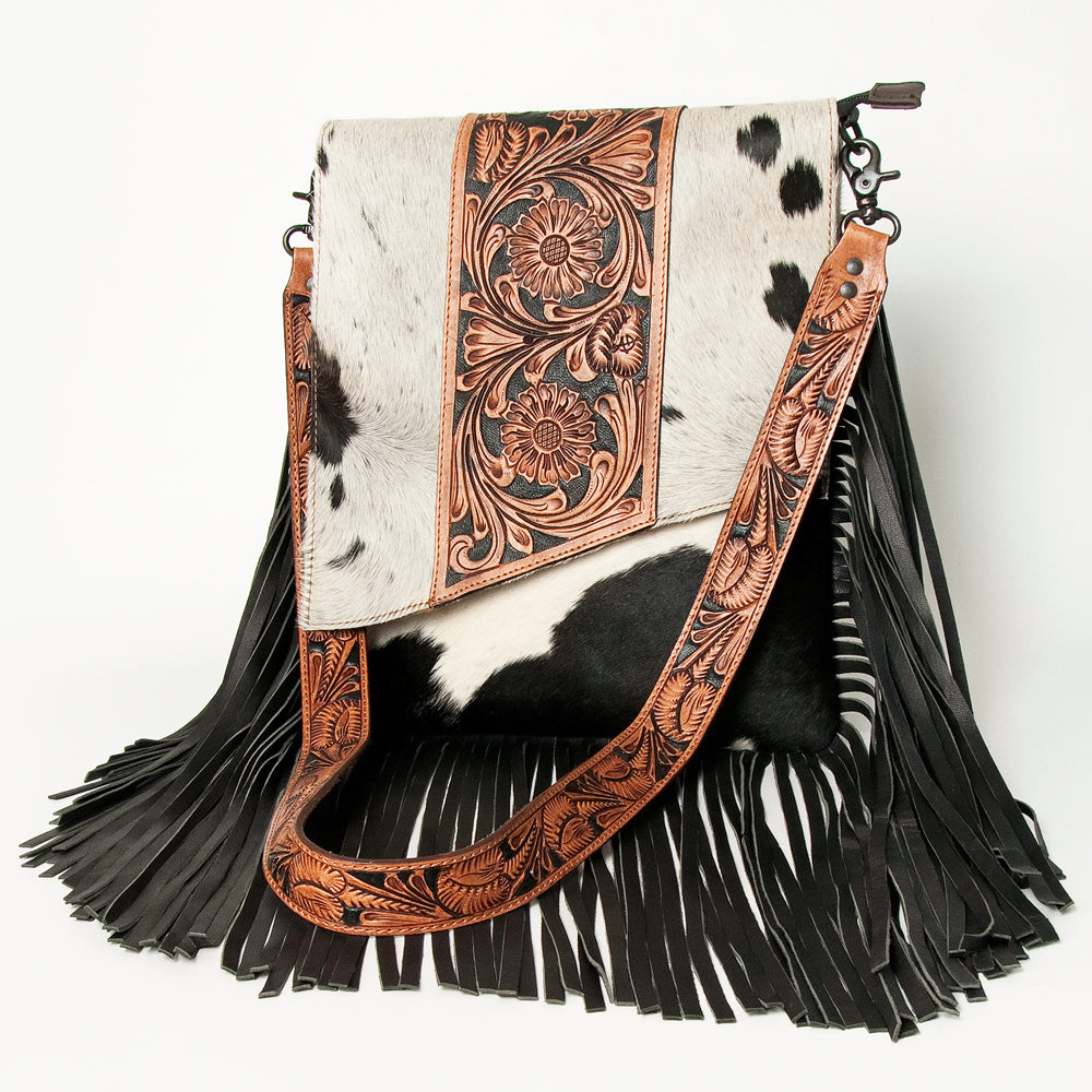 American Darling Crossbody Hand Tooled Hair-On Genuine Leather