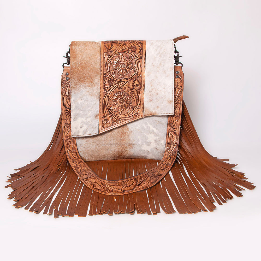 American Darling Crossbody Hand Tooled Hair-On Genuine Leather