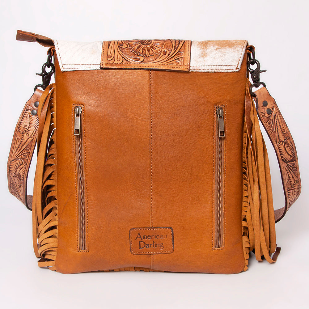 American Darling Crossbody Hand Tooled Hair-On Genuine Leather