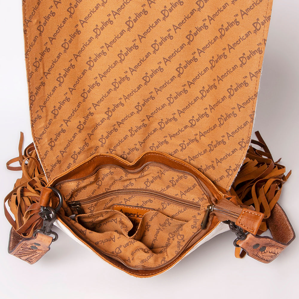 American Darling Crossbody Hand Tooled Hair-On Genuine Leather
