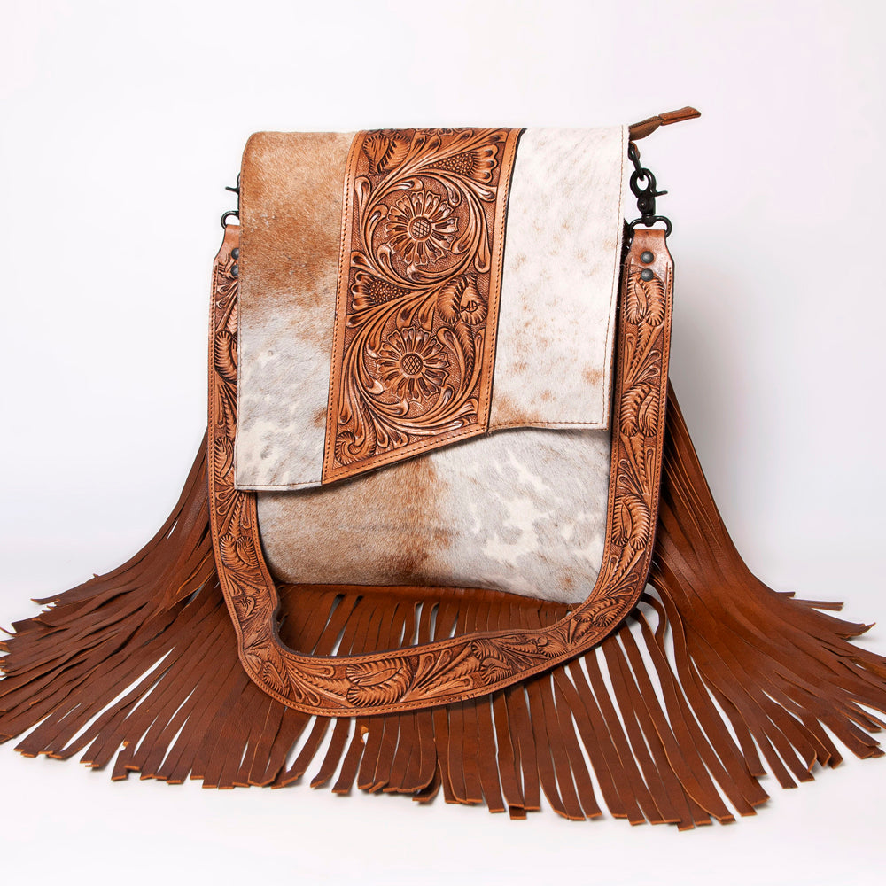 American Darling Crossbody Hand Tooled Hair-On Genuine Leather