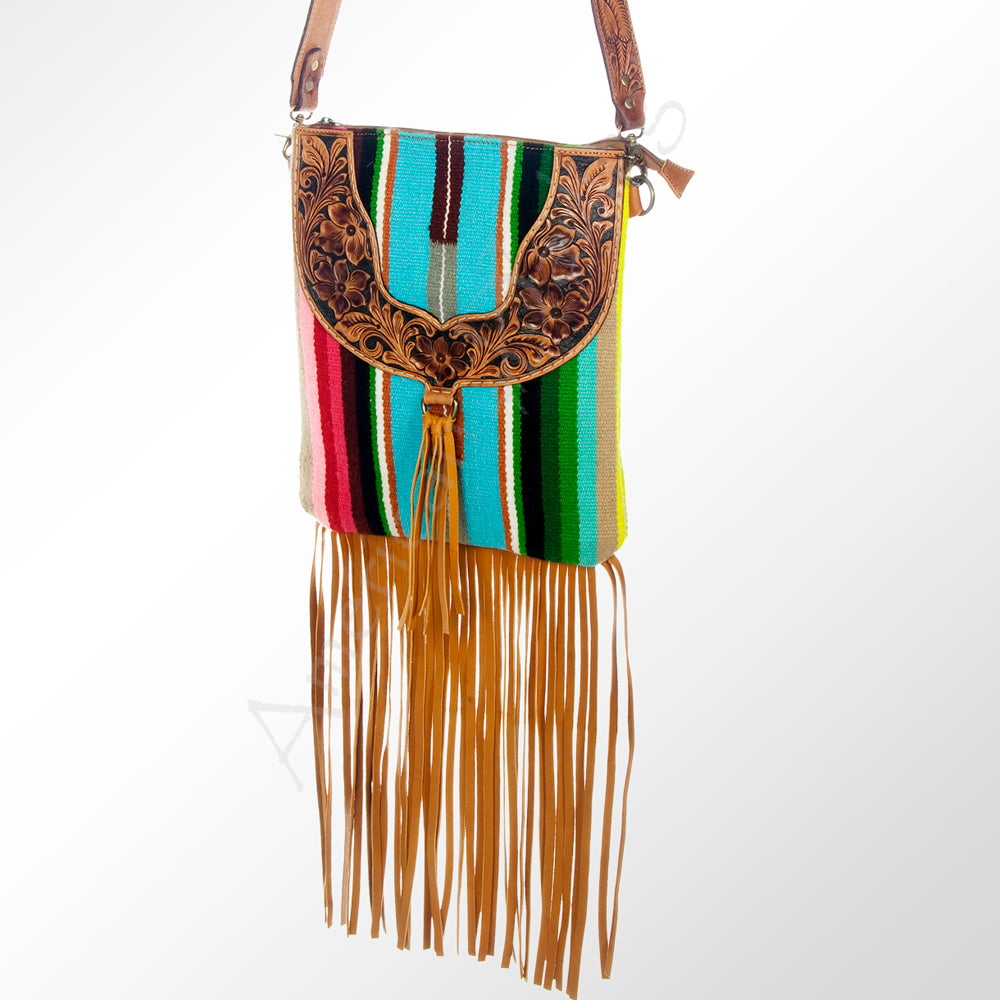 American Darling Crossbody Hand Tooled Hair-on Genuine Leather