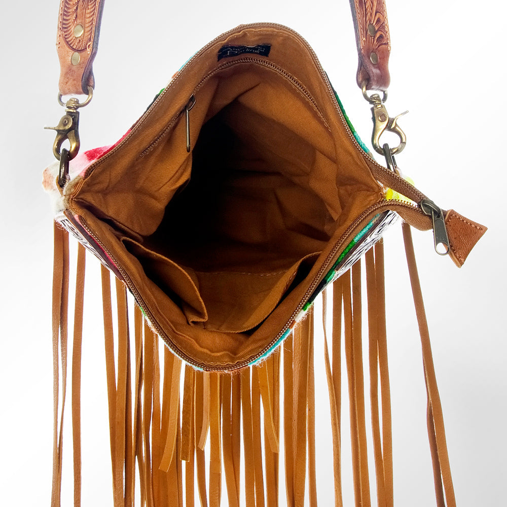 American Darling Crossbody Hand Tooled Hair-on Genuine Leather