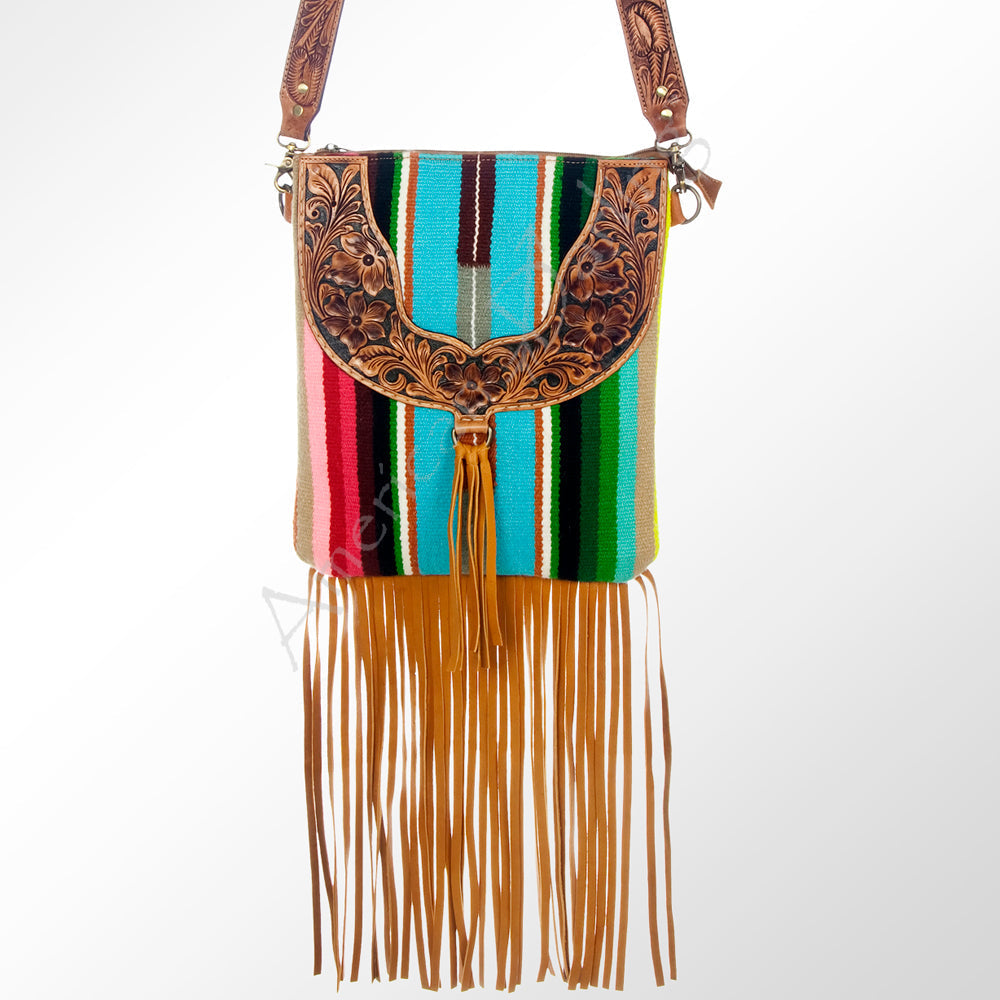 American Darling Crossbody Hand Tooled Hair-on Genuine Leather