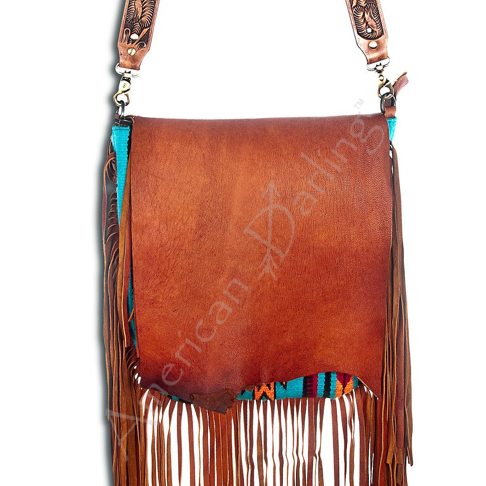 American Darling Crossbody Saddle Blanket Genuine Leather