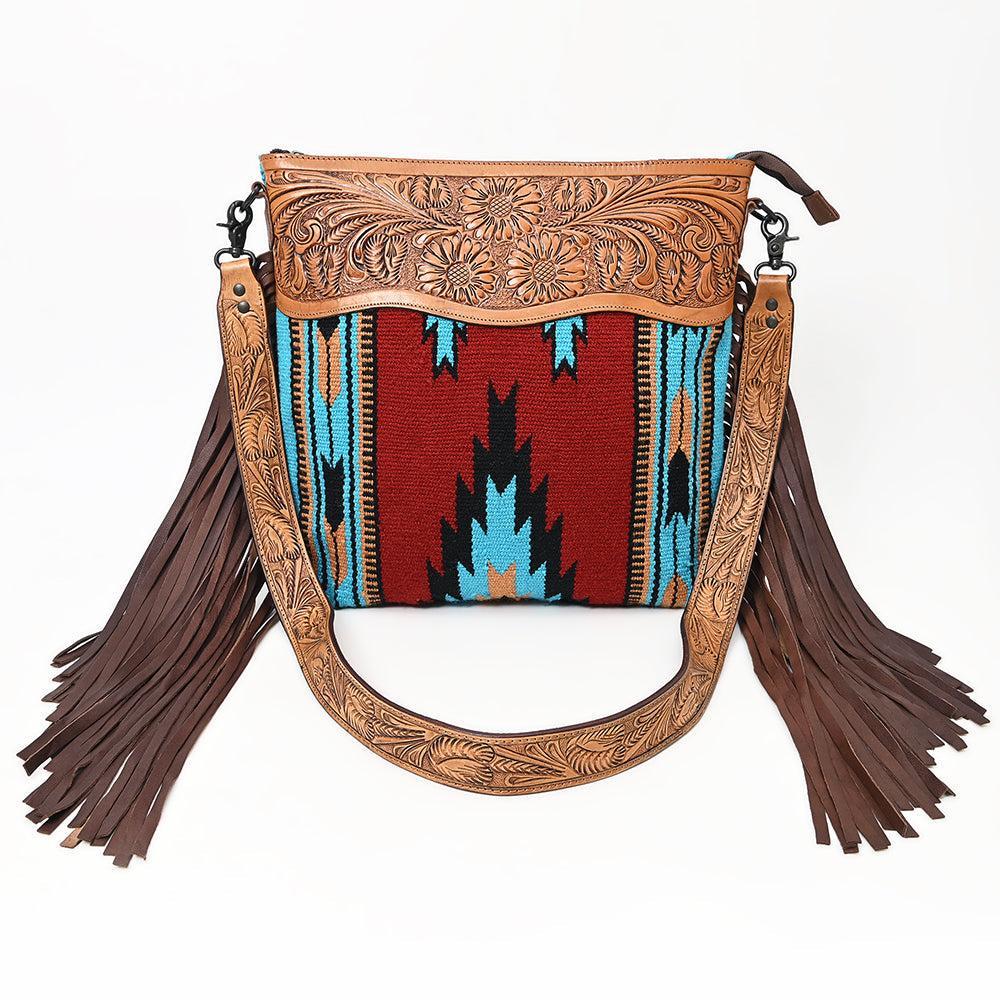 American Darling Hand-Tooled Saddle Blanket Leather Crossbody Bag