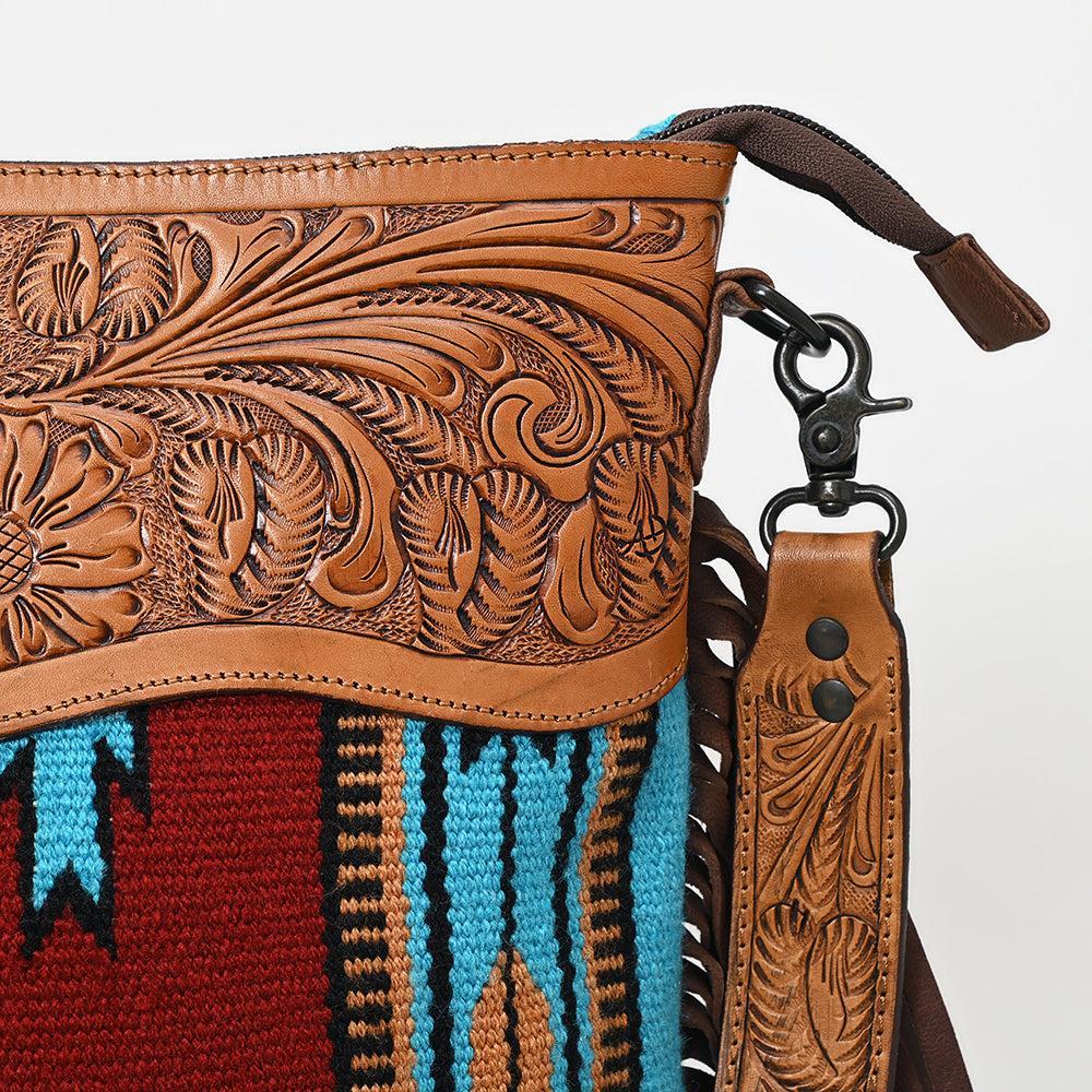 American Darling Hand-Tooled Saddle Blanket Leather Crossbody Bag