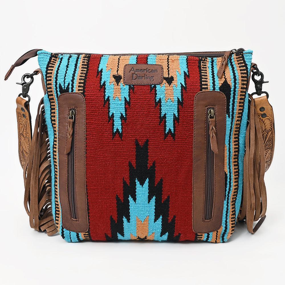 American Darling Hand-Tooled Saddle Blanket Leather Crossbody Bag