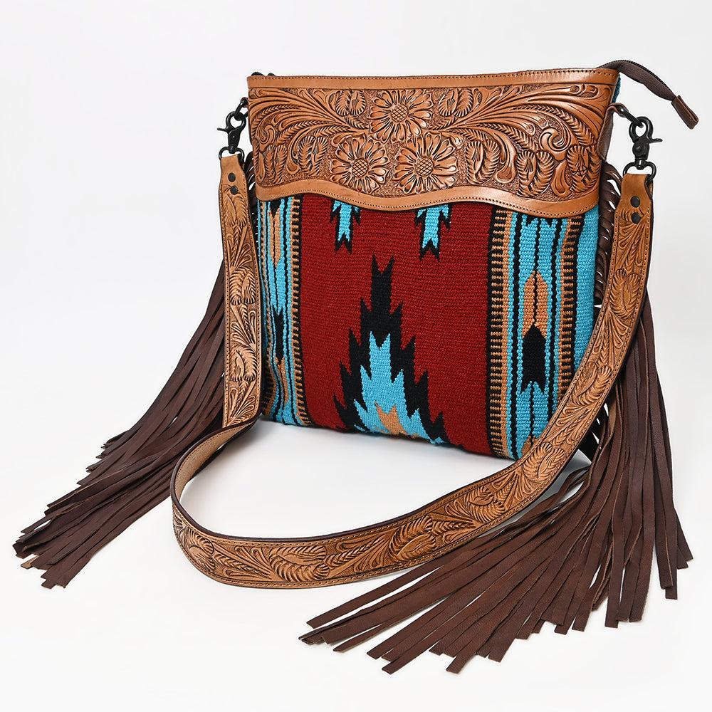 American Darling Hand-Tooled Saddle Blanket Leather Crossbody Bag