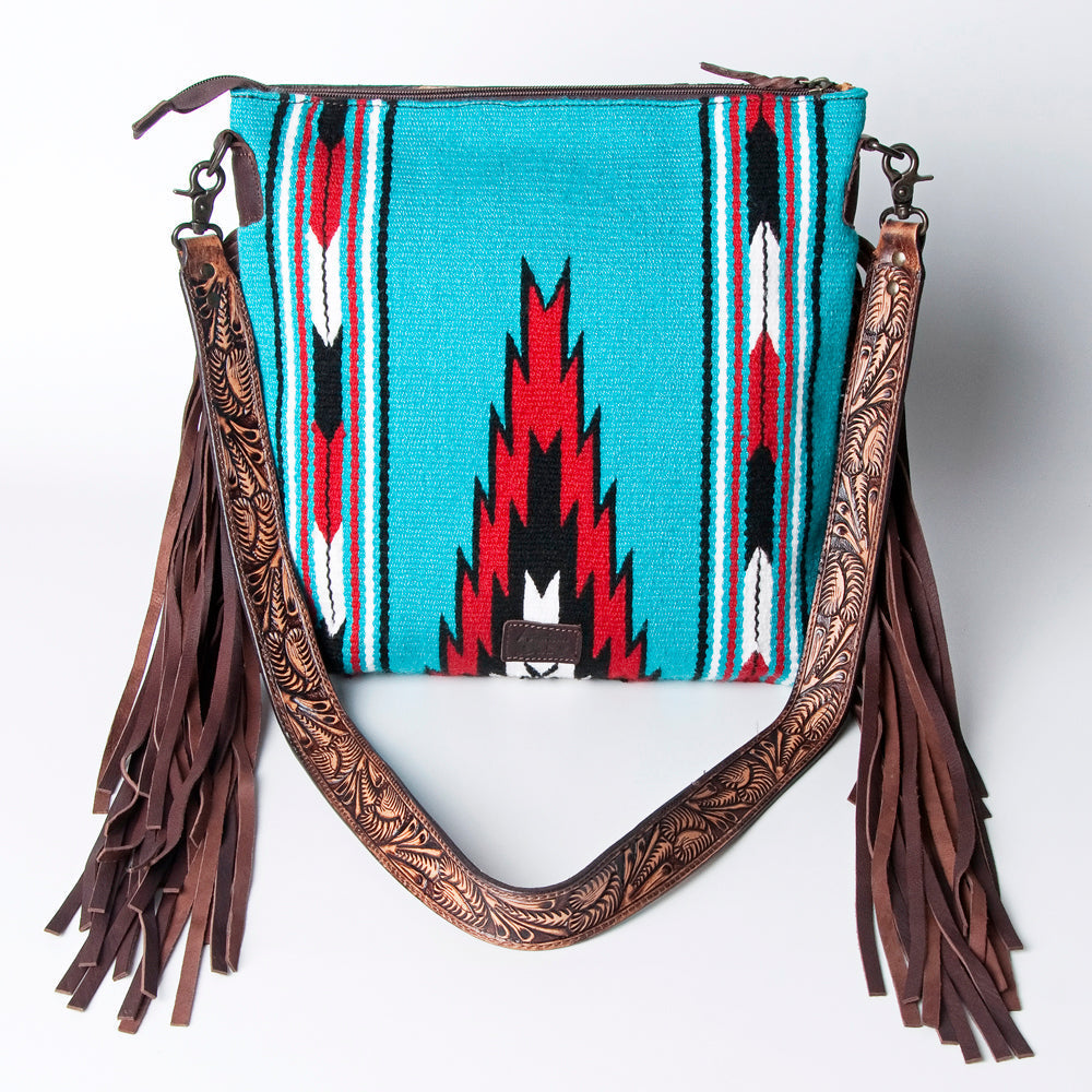 American Darling Hand-Tooled Saddle Blanket Leather Crossbody Bag