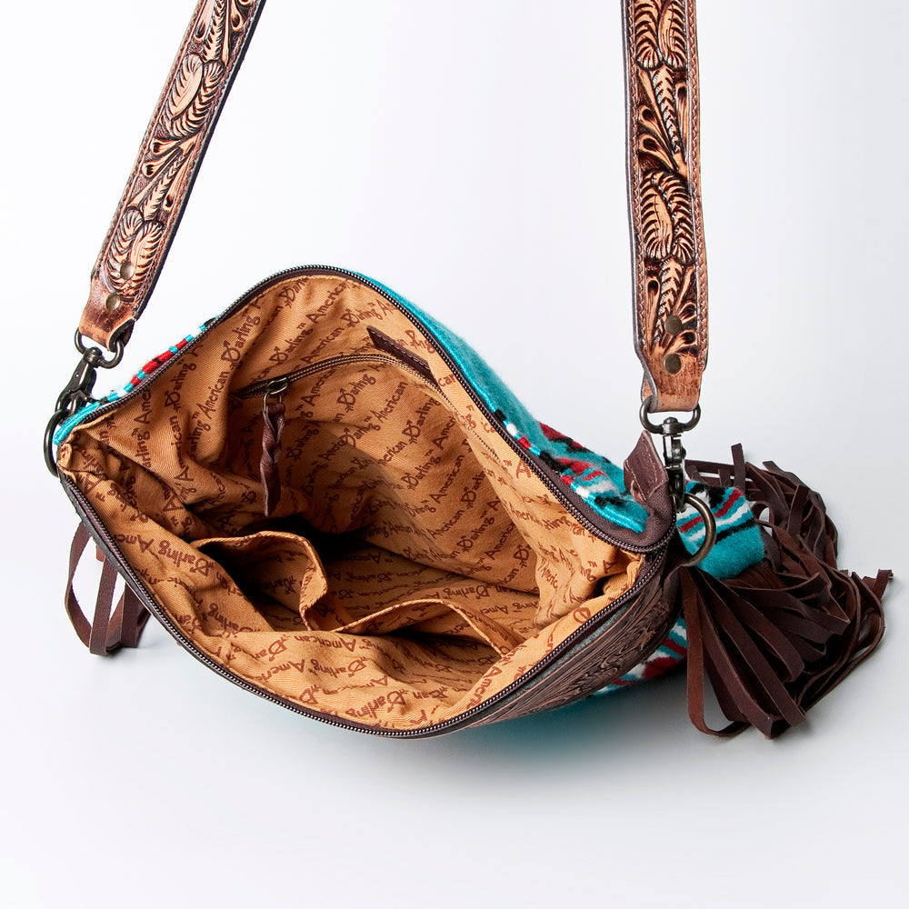 American Darling Hand-Tooled Saddle Blanket Leather Crossbody Bag