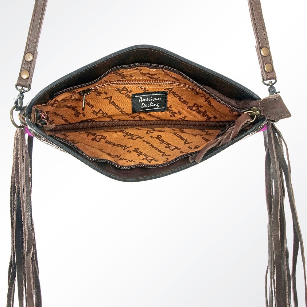 American Darling Small Crossbody Hand Tooled Hair-On Genuine Leather