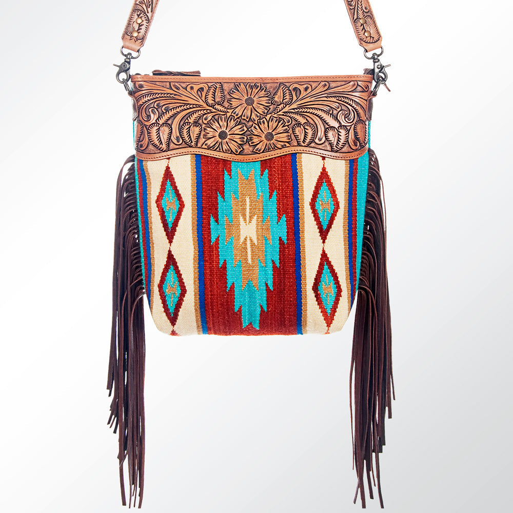 American Darling CrossBody Bag Saddle Blanket Fabric Genuine Leather Western Women Handbag Purse | for Cute Travel