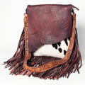 American Darling Hand-Tooled Hair-On Genuine Leather Messenger Bag