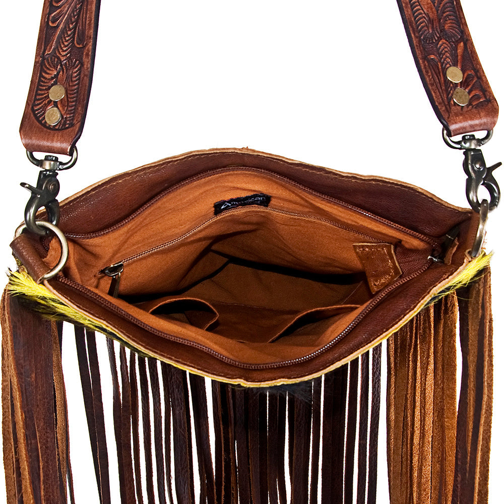 American Darling Cross Body Hand Tooled Hair on-Genuine Leather Western Women Bag Handbag Purse | Crossbody for |Cute