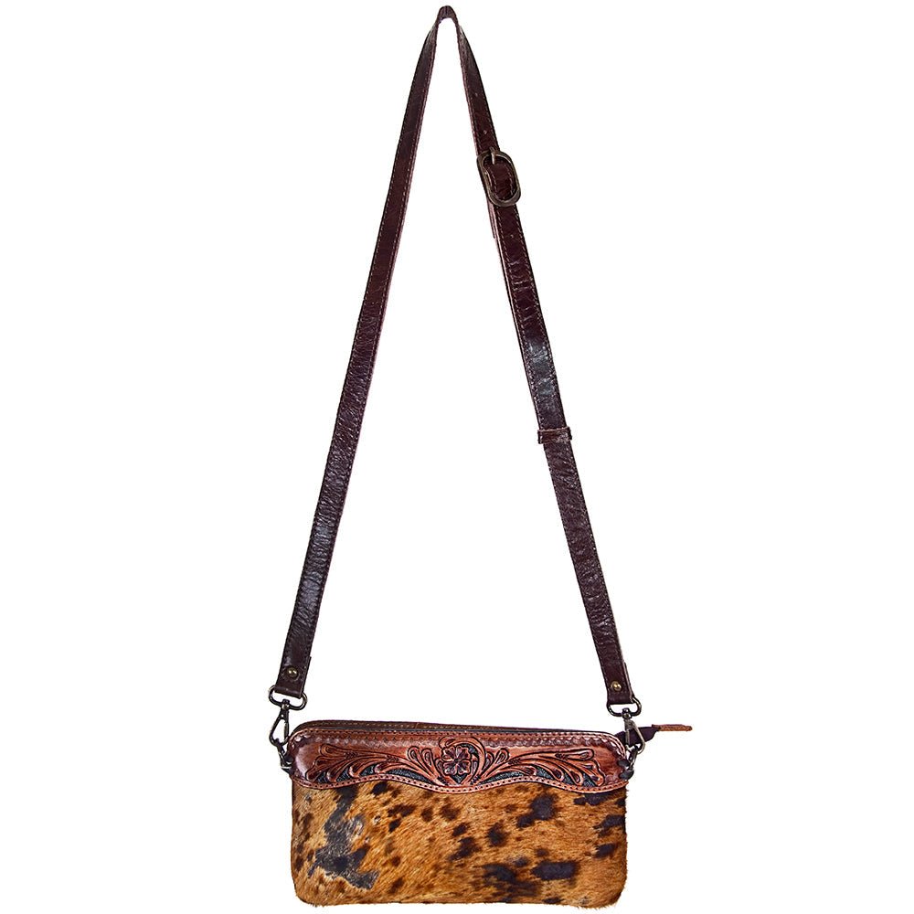 American Darling Small Crossbody Hand Tooled Hair-On Genuine Leather