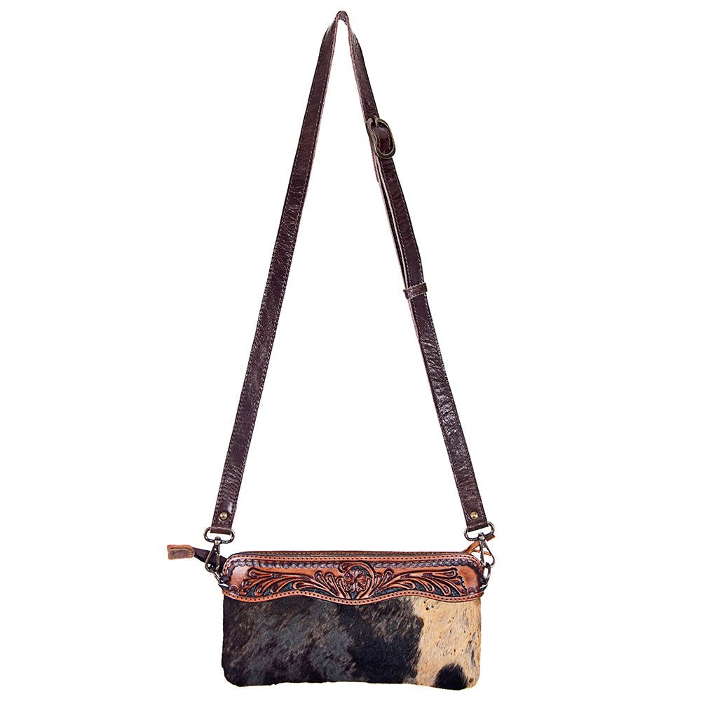 American Darling Small Crossbody Hand Tooled Hair-On Genuine Leather