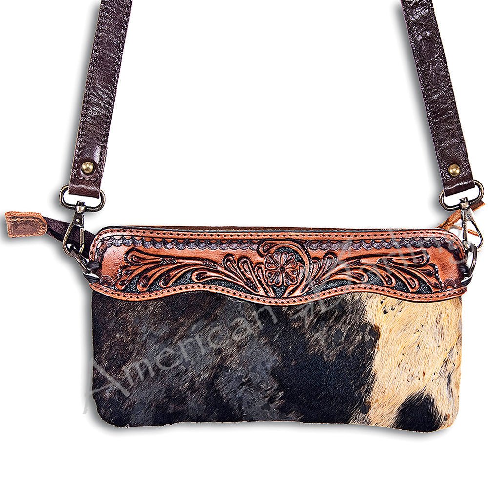American Darling Small Crossbody Hand Tooled Hair-On Genuine Leather