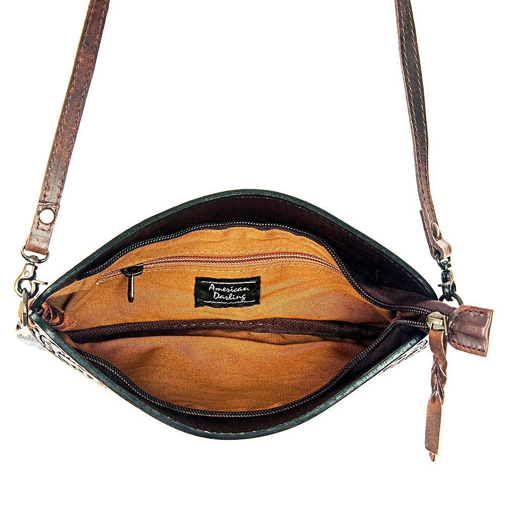 American Darling Small Crossbody Hand Tooled Hair-On Genuine Leather