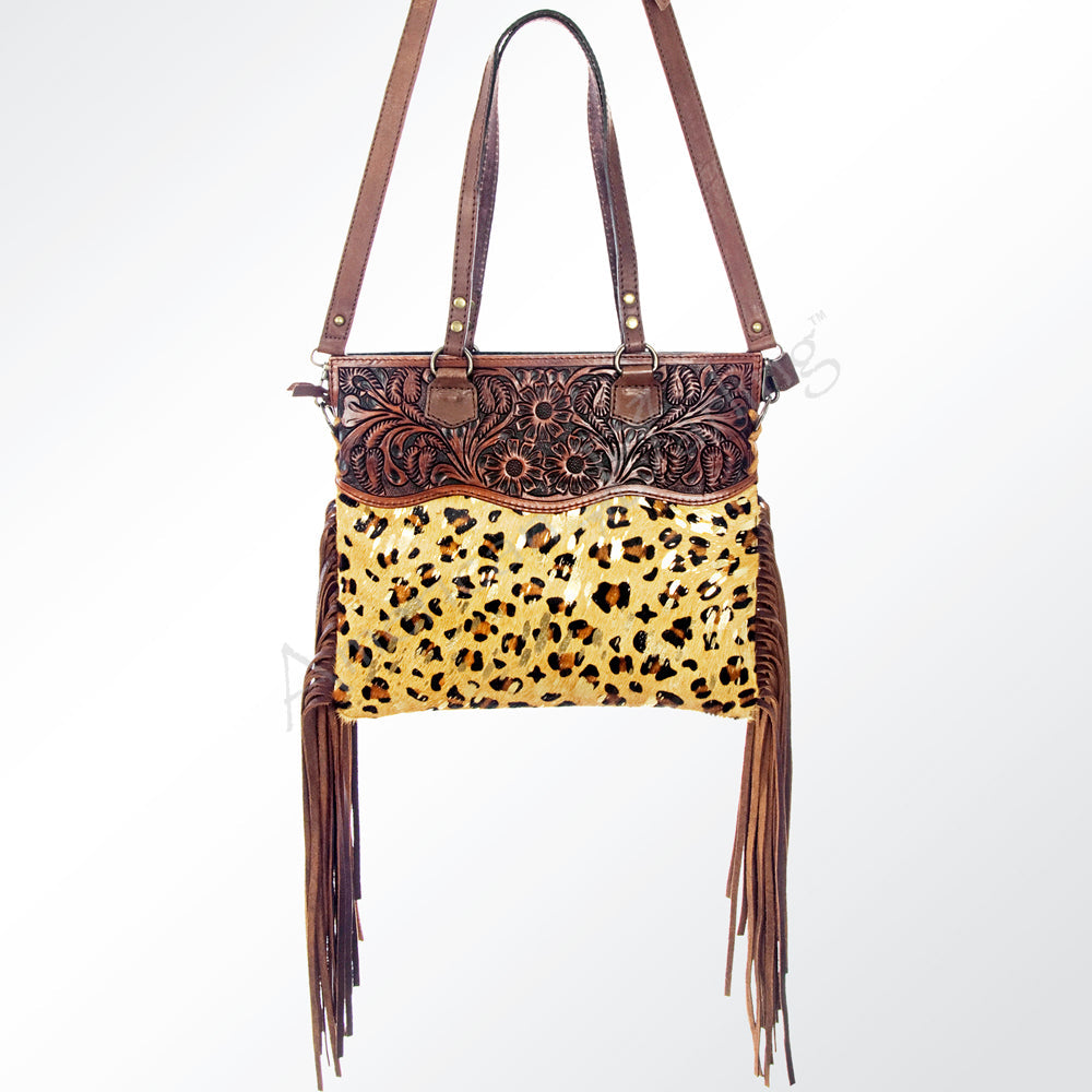 American Darling Crossbody Hand Tooled Hair-On Genuine Leather