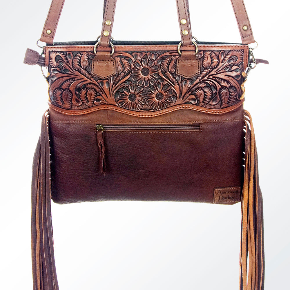 American Darling Crossbody Hand Tooled Hair-On Genuine Leather