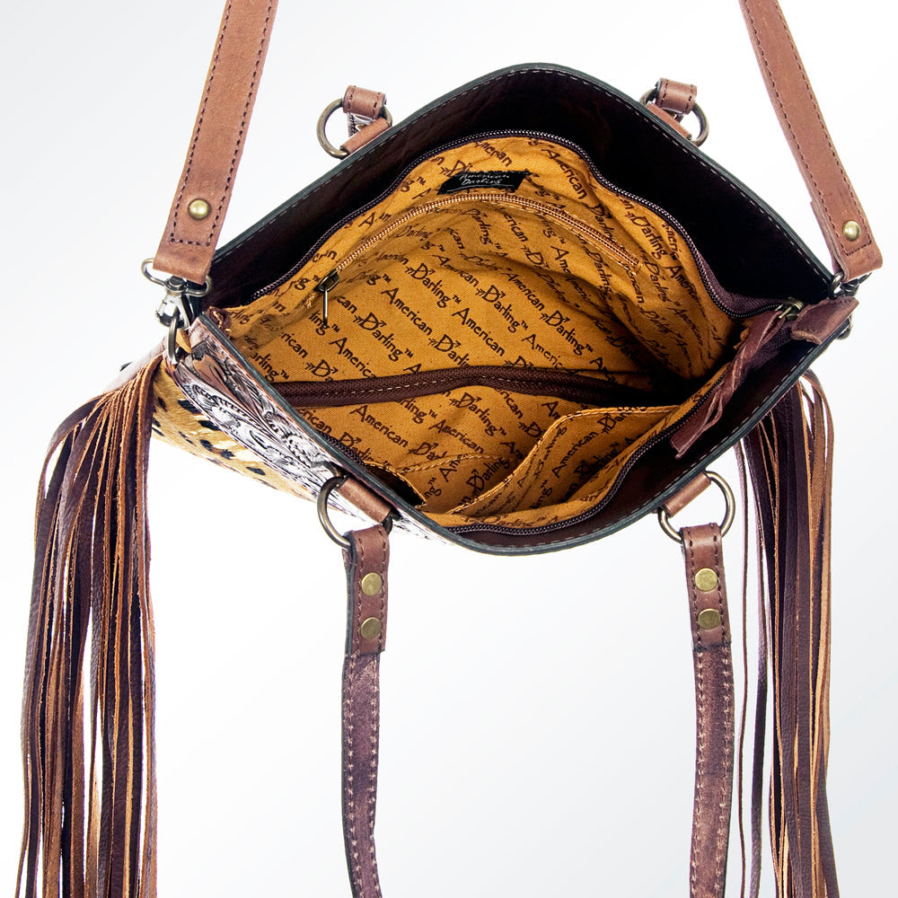 American Darling Crossbody Hand Tooled Hair-On Genuine Leather