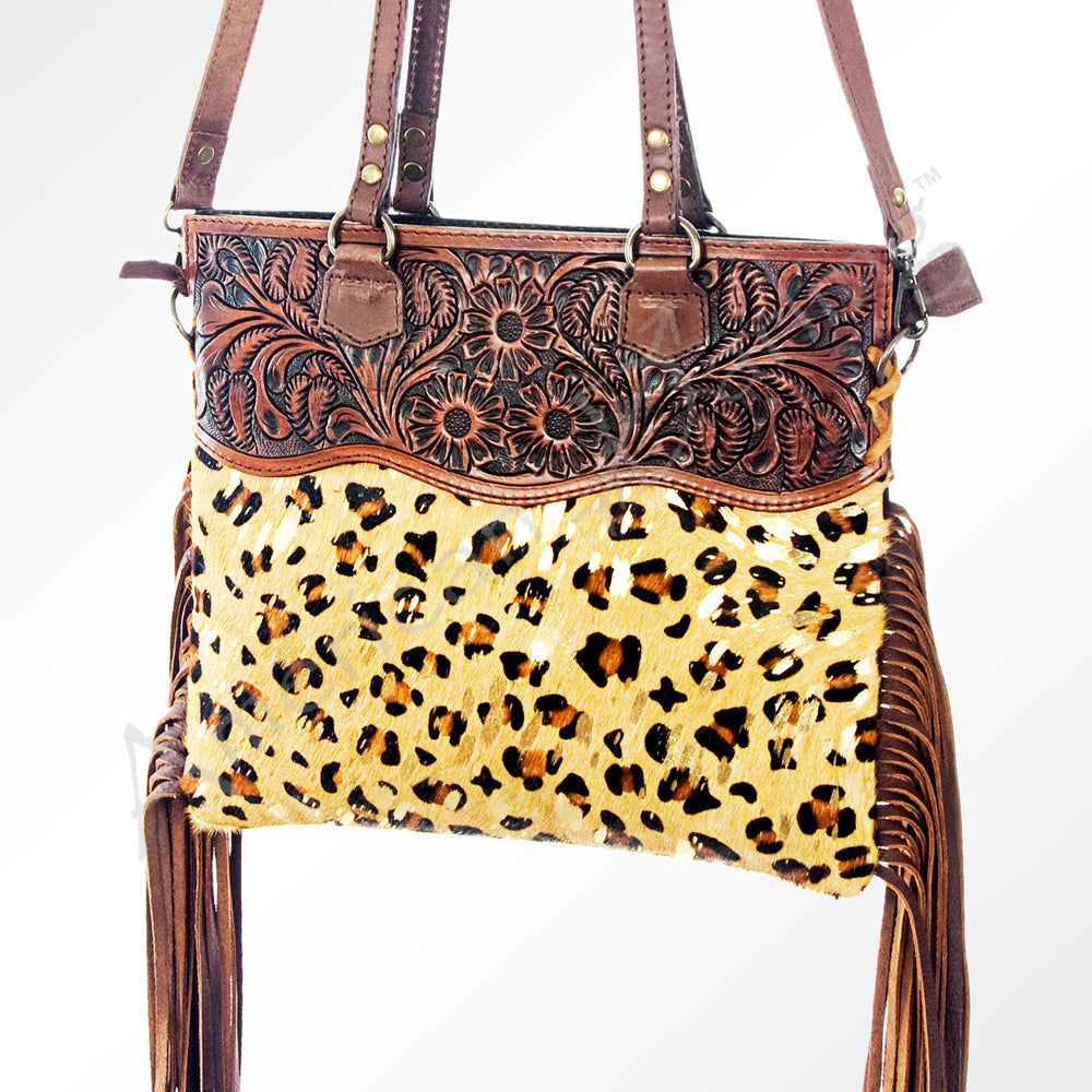 American Darling Crossbody Hand Tooled Hair-On Genuine Leather